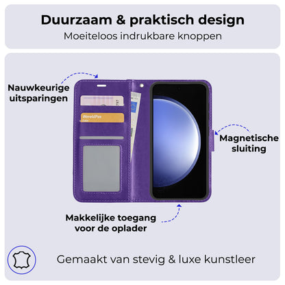 Samsung S23 FE Hoesje Book Case Kunstleer - Paars