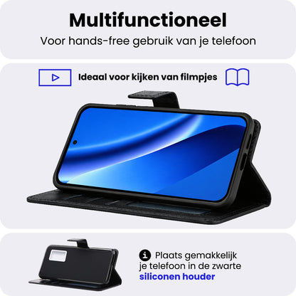 Google Pixel 10a Hoesje Bookcase Cover met Kaarthouder - Zwart