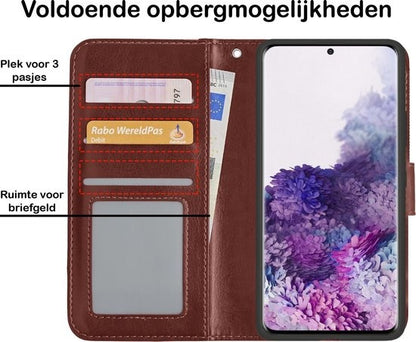 Samsung S20 Hoesje Bookcase Cover met Kaarthouder - Bruin