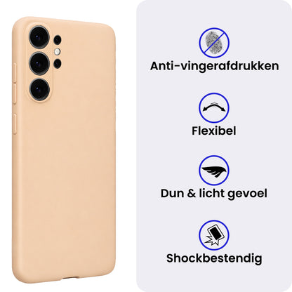 Samsung S26 Ultra Hoesje Siliconen Backcover Lichtgewicht - Zand