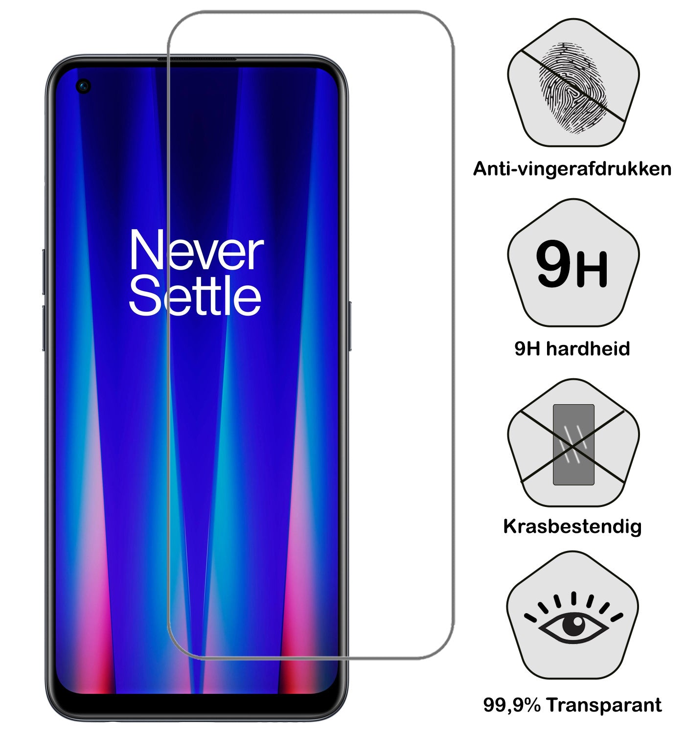 OnePlus Nord CE 2 Screenprotector Tempered Glass