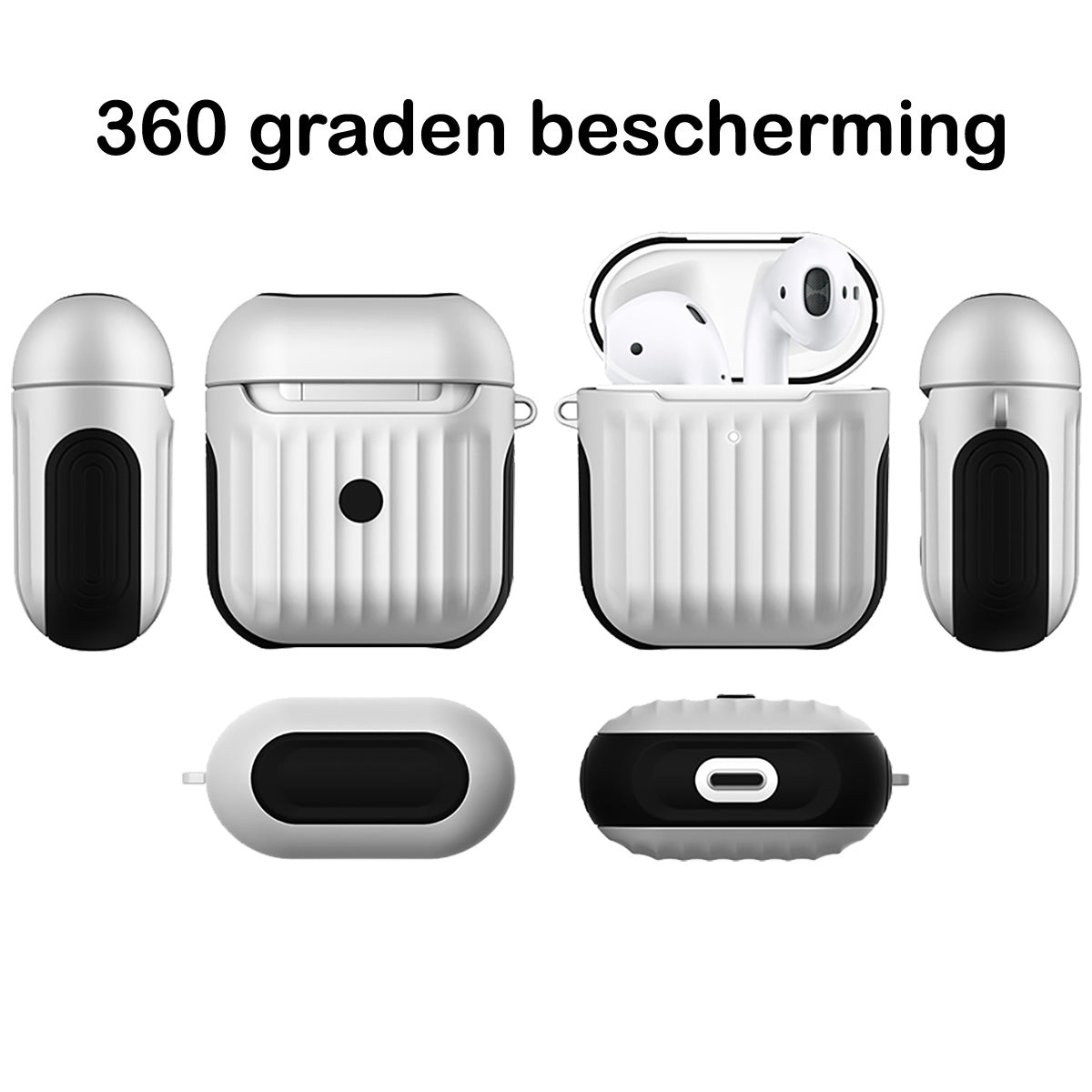 AirPods 1 Hoesje Hard Cover met Ribbels - Wit