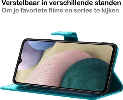 Samsung A12 Hoesje Bookcase Cover met Kaarthouder - Turquoise