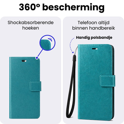 Samsung S26 Ultra Hoesje Bookcase Cover met Kaarthouder - Turquoise