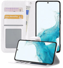 Samsung S22 Plus Hoesje Bookcase Cover met Kaarthouder - Wit