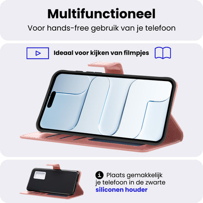 iPhone Air Hoesje Bookcase Cover met Kaarthouder - Rosé goud