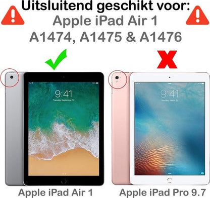 iPad Air 1 Trifold Bookcase Hoes - Donkerblauw