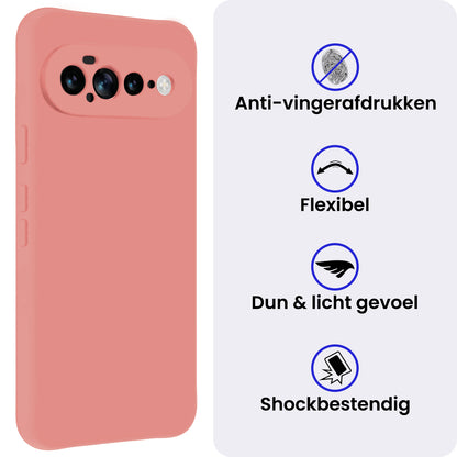 Google Pixel 11 Pro XL Hoesje Siliconen Backcover Lichtgewicht - Lichtroze