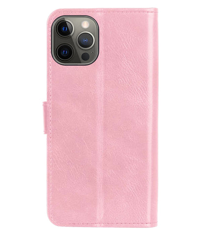 iPhone 13 Pro Hoesje Bookcase Cover met Kaarthouder - Lichtroze