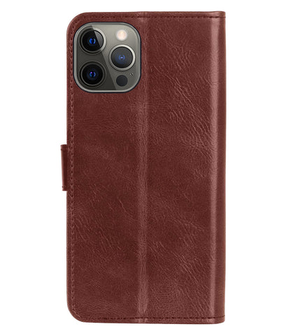 iPhone 14 Pro Hoesje Bookcase Cover met Kaarthouder - Bruin
