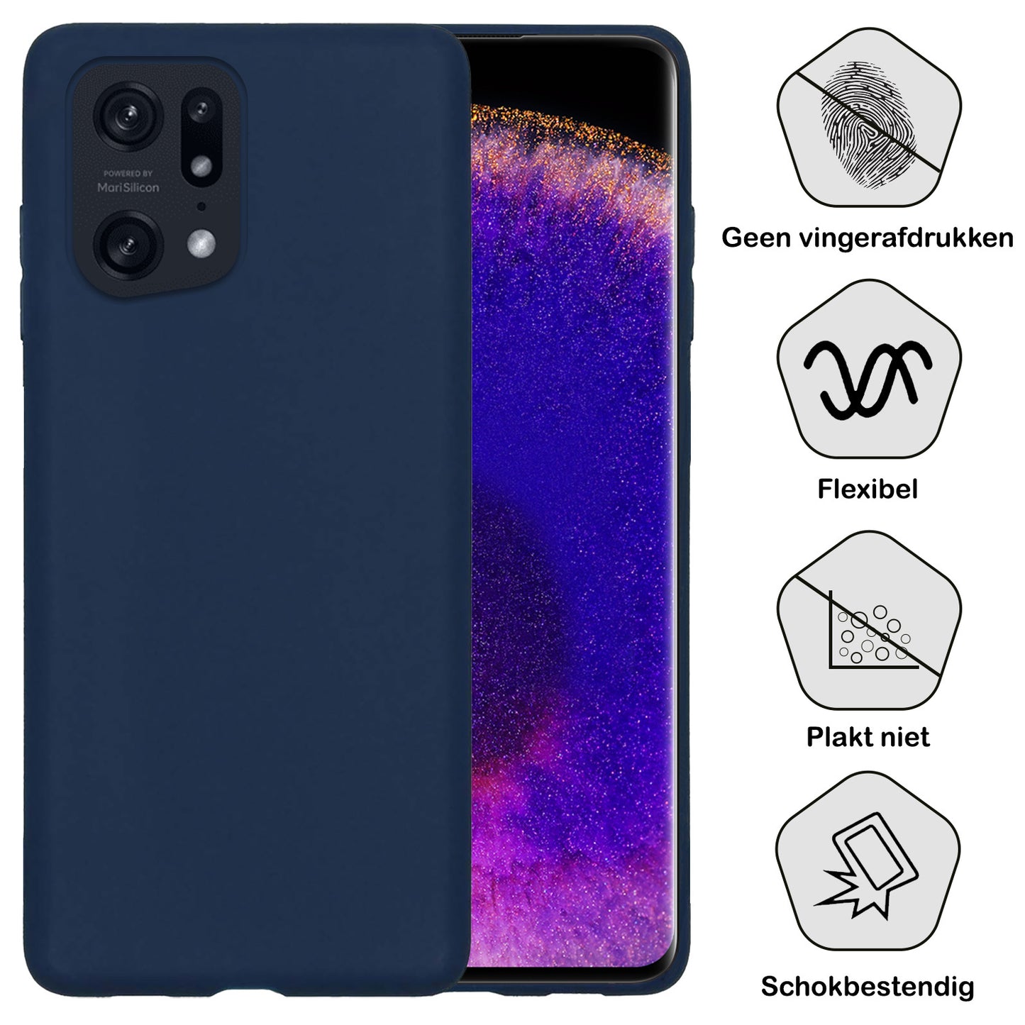 OPPO Find X5 Hoesje Siliconen - Donkerblauw