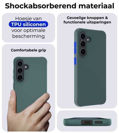 Samsung S24 Hoesje Siliconen Backcover Lichtgewicht - Donkergroen