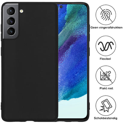 Samsung S21 FE Hoesje Siliconen Backcover Lichtgewicht - Zwart