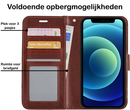 iPhone 12 Pro Max Hoesje Bookcase Cover Uitneembaar - Bruin