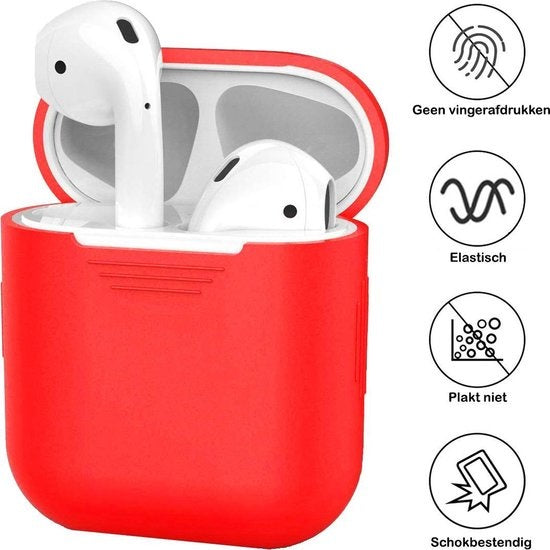 AirPods 2 Hoesje Siliconen met Clip - Rood