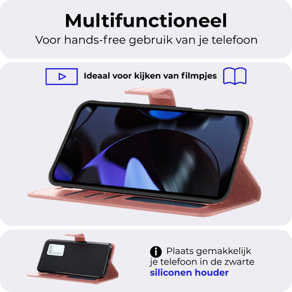 Google Pixel 10 Hoesje Bookcase Cover met Kaarthouder - Rosé goud