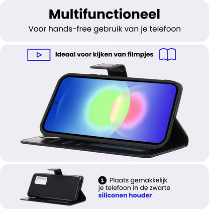 Samsung A27 Hoesje Bookcase Cover met Kaarthouder - Zwart