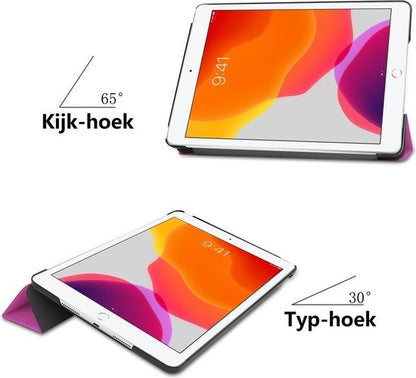 iPad 10.2 2019 Trifold Bookcase Hoes - Paars