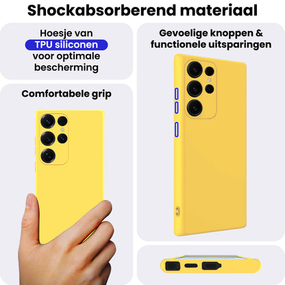 Samsung S25 Ultra Hoesje Siliconen Backcover Lichtgewicht - Geel