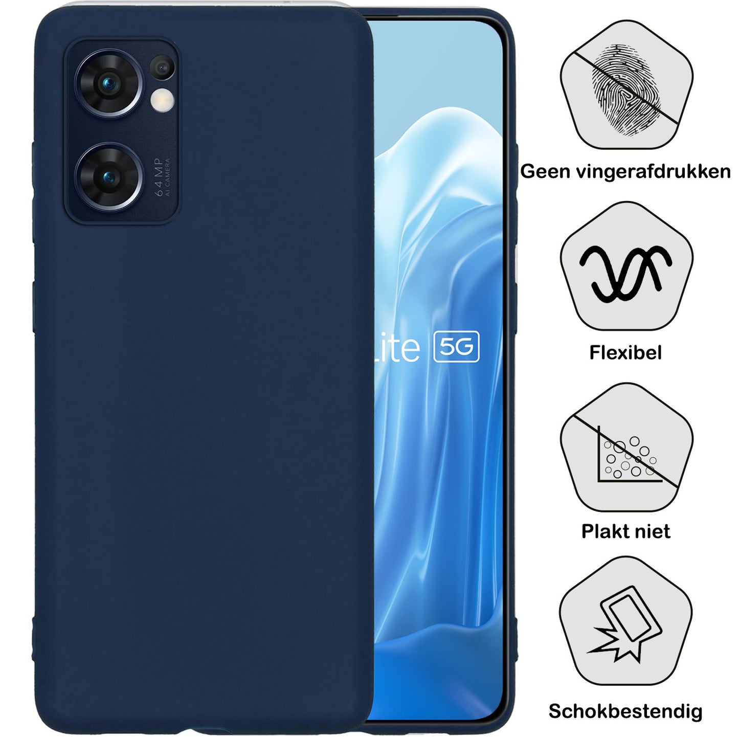 OPPO Find X5 Lite Hoesje Siliconen - Donkerblauw