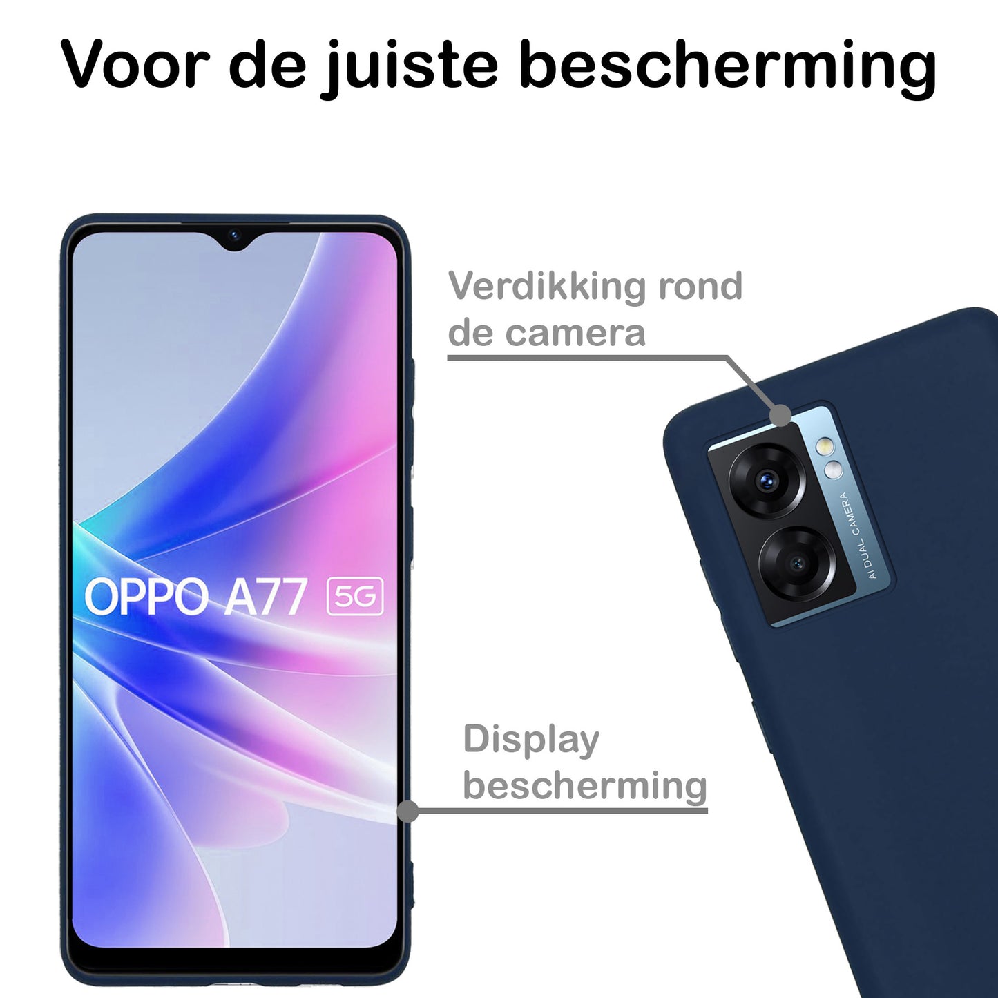 OPPO A77 Hoesje Siliconen - Donkerblauw