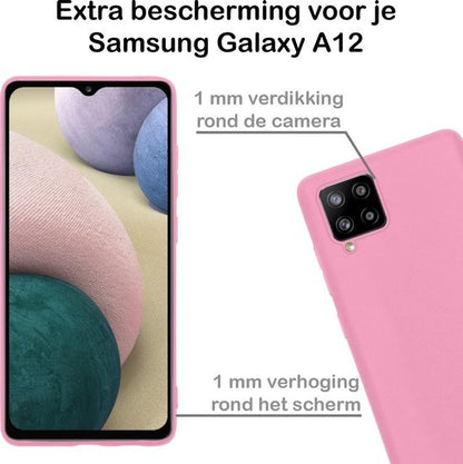 Samsung A12 Hoesje Siliconen Backcover Lichtgewicht - Lichtroze