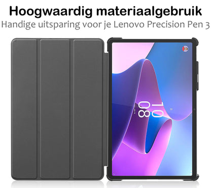 Lenovo Tab P11 Pro Trifold Bookcase Hoes met Penhouder Lenovo Pen - Grijs