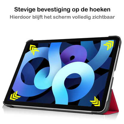 iPad Air 2022 Trifold Bookcase Hoes - Rood