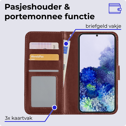 Samsung S20 Ultra Hoesje Bookcase Cover Uitneembaar - Bruin
