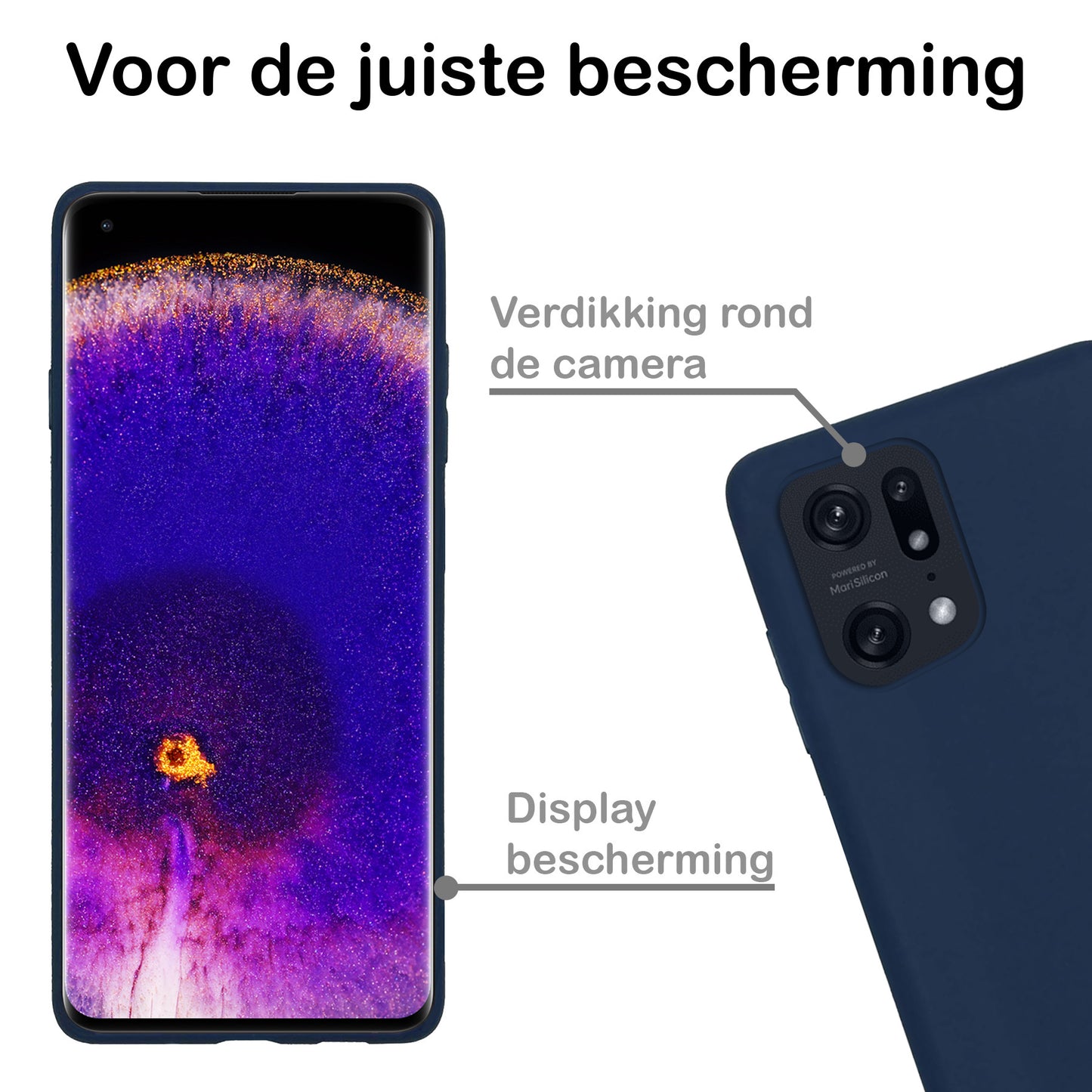 OPPO Find X5 Hoesje Siliconen - Donkerblauw