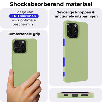 iPhone 16 Pro Max Hoesje Siliconen Backcover Lichtgewicht - Groen