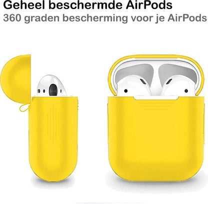 AirPods 2 Hoesje Siliconen met Clip - Geel