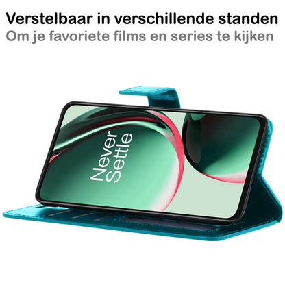 OnePlus Nord CE 3 Lite Hoesje Bookcase Cover met Kaarthouder - Turquoise