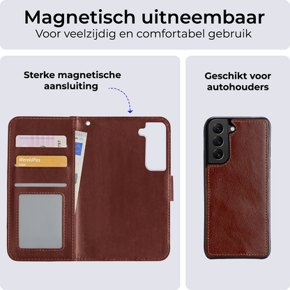 Samsung S22 Plus Hoesje Bookcase Cover Uitneembaar - Bruin