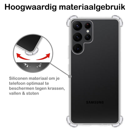 Samsung S22 Ultra Hoesje Shockproof Backcover Siliconen - Transparant