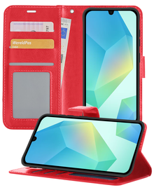 Samsung A16 Hoesje Bookcase Cover met Kaarthouder - Rood