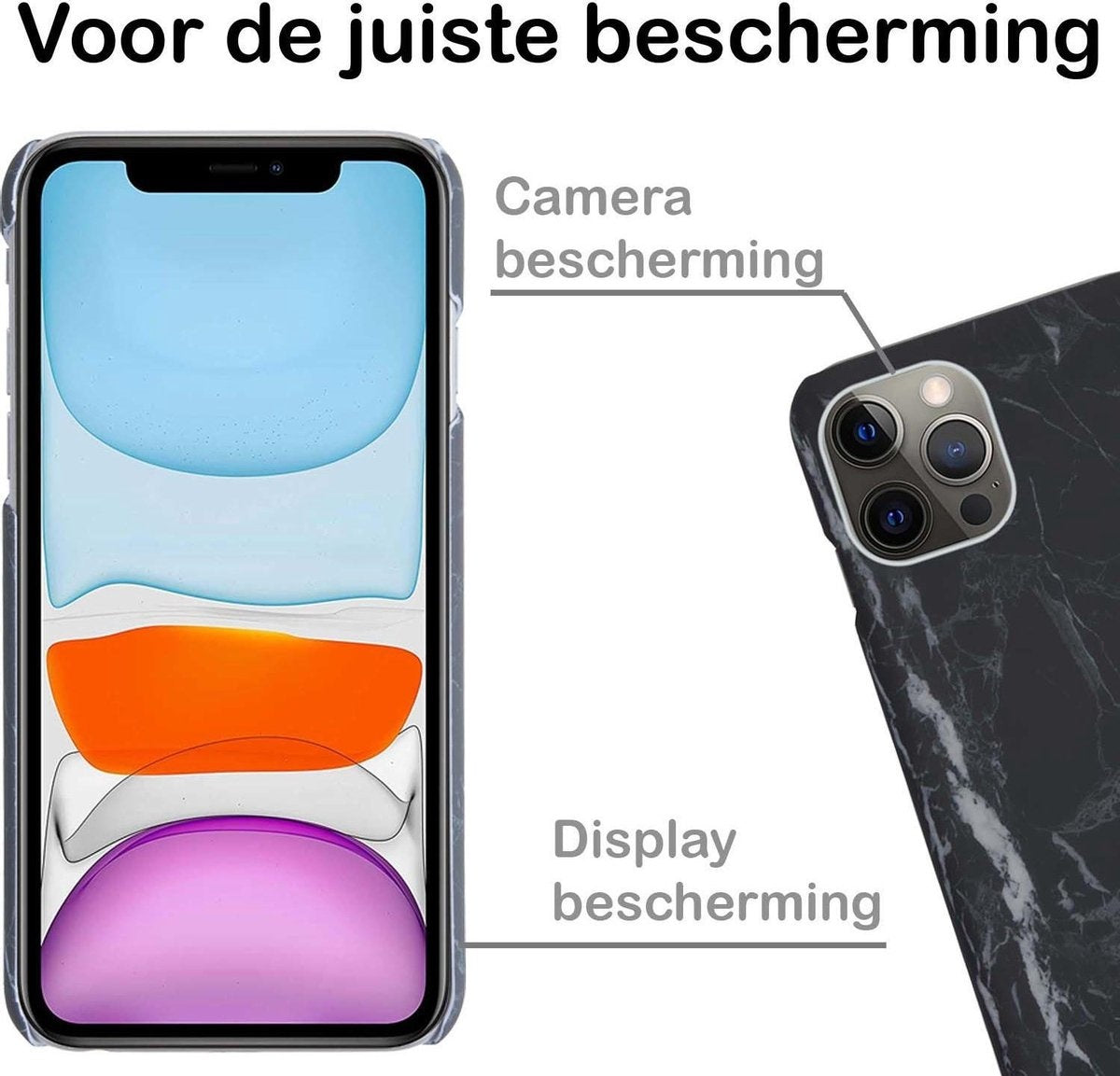 iPhone 11 Pro Max Hoesje Marmer - Zwart