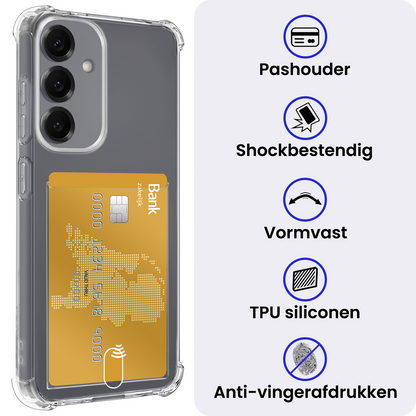 Samsung S25 FE Hoesje Kaarthouder Backcover Shockproof - Transparant