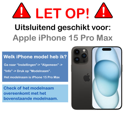 iPhone 15 Pro Max Hoesje Kaarthouder Hard Case Shockproof - Donkerblauw