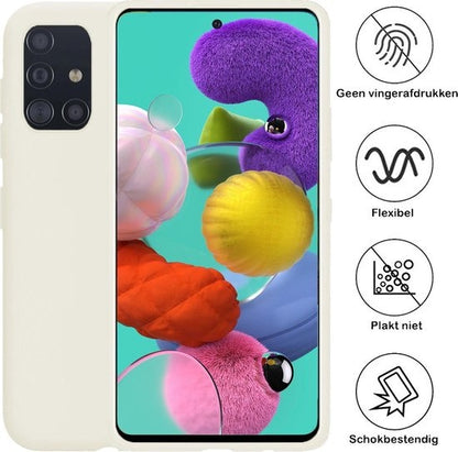 Samsung A51 Hoesje Siliconen Backcover Lichtgewicht - Wit
