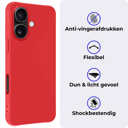 iPhone 16 Plus Hoesje Siliconen Backcover Lichtgewicht - Rood