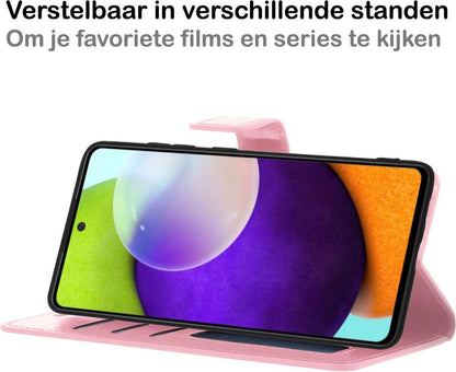 Samsung A52 5G Hoesje Bookcase Cover met Kaarthouder - Lichtroze