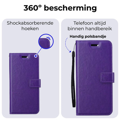 Samsung S24 Plus Hoesje Bookcase Cover met Kaarthouder - Paars