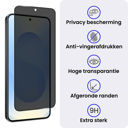 Samsung S25 FE Screenprotector Gehard Glas - Privacy
