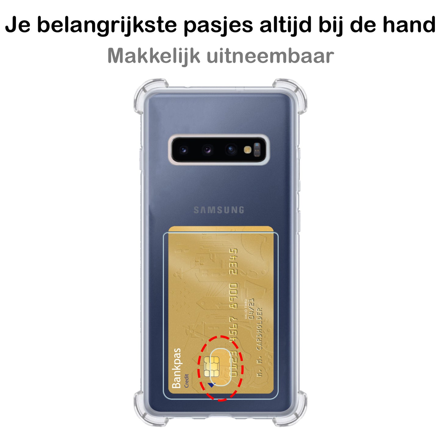 Samsung S10 Plus Hoesje met Pasjeshouder Siliconen - Transparant