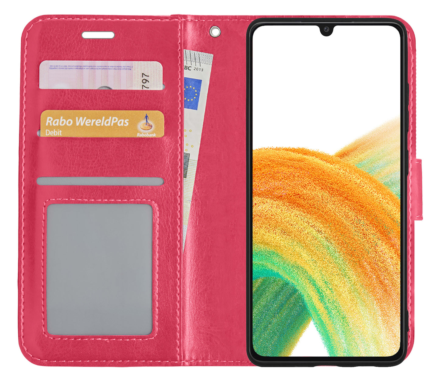 Samsung A33 Hoesje Book Case Kunstleer - Donkerroze