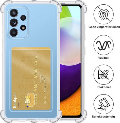 Samsung A52 Hoesje Kaarthouder Backcover Shockproof - Transparant