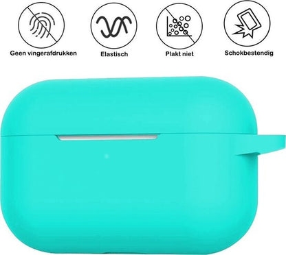 Airpods Pro Hoesje Siliconen met Clip - Mintgroen