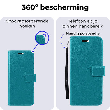 Samsung A55 Hoesje Bookcase Cover met Kaarthouder - Turquoise
