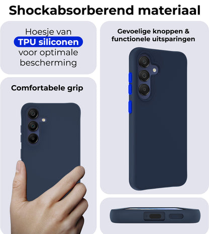 Samsung A15 Hoesje Siliconen Backcover Lichtgewicht - Donkerblauw